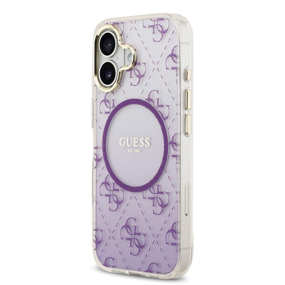Guess iPhone 17 Orjinal Lisanslı M-safe Şarj Özellikli 4G Desenli Simli Silikon Kılıf