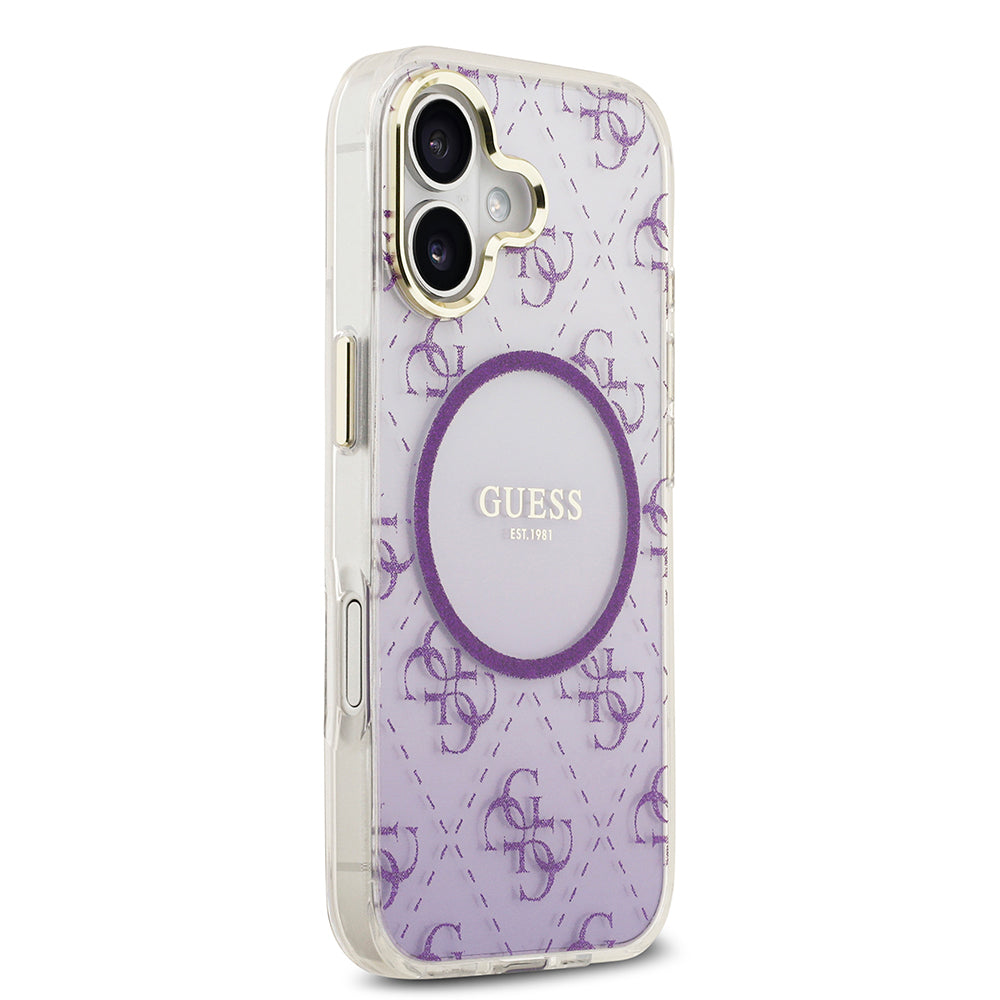 Guess iPhone 17 Orjinal Lisanslı M-safe Şarj Özellikli 4G Desenli Simli Silikon Kılıf