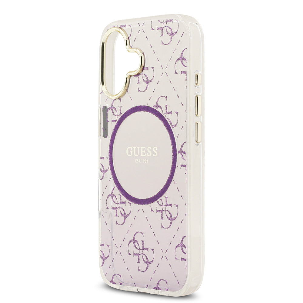 Guess iPhone 17 Orjinal Lisanslı M-safe Şarj Özellikli 4G Desenli Simli Silikon Kılıf