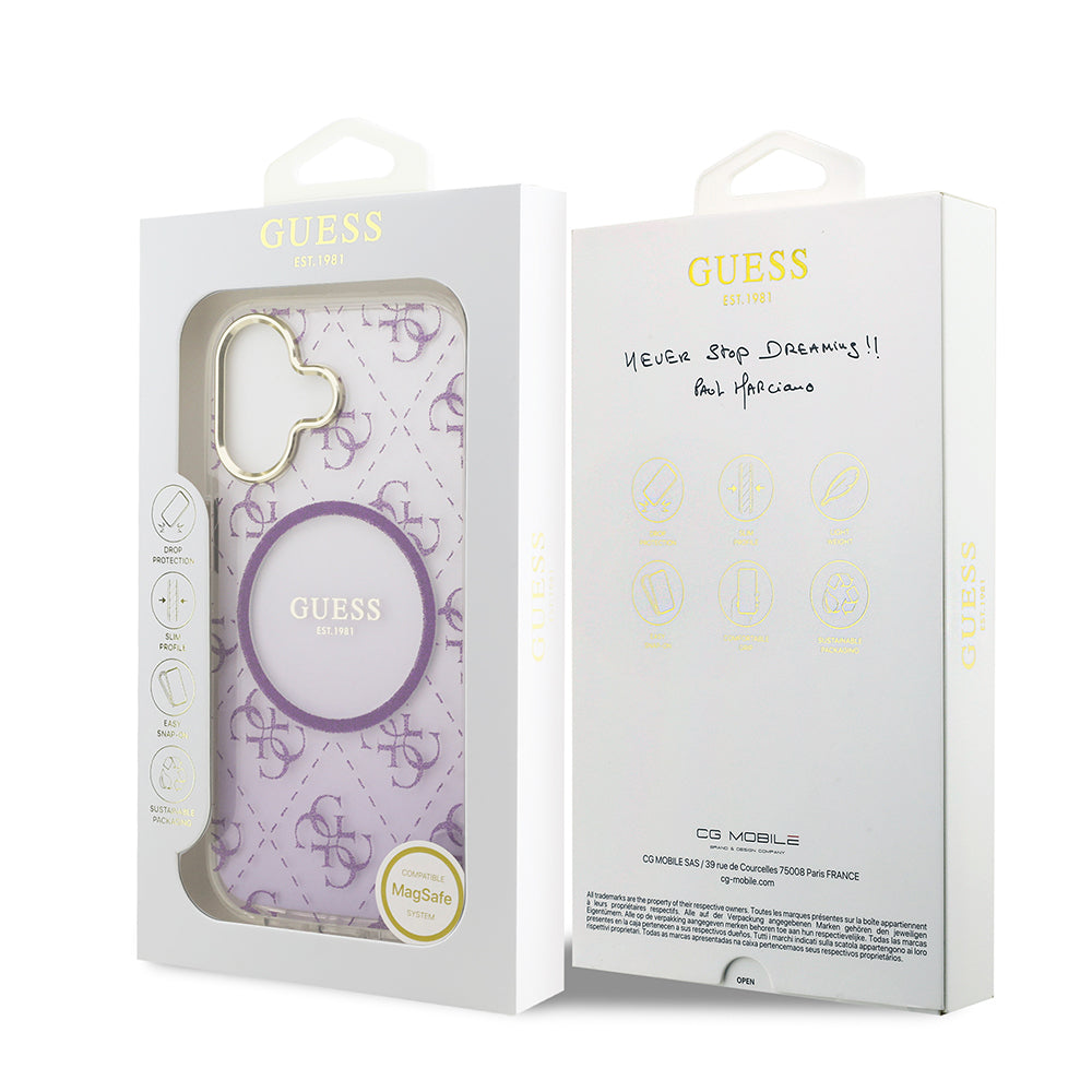 Guess iPhone 17 Orjinal Lisanslı M-safe Şarj Özellikli 4G Desenli Simli Silikon Kılıf