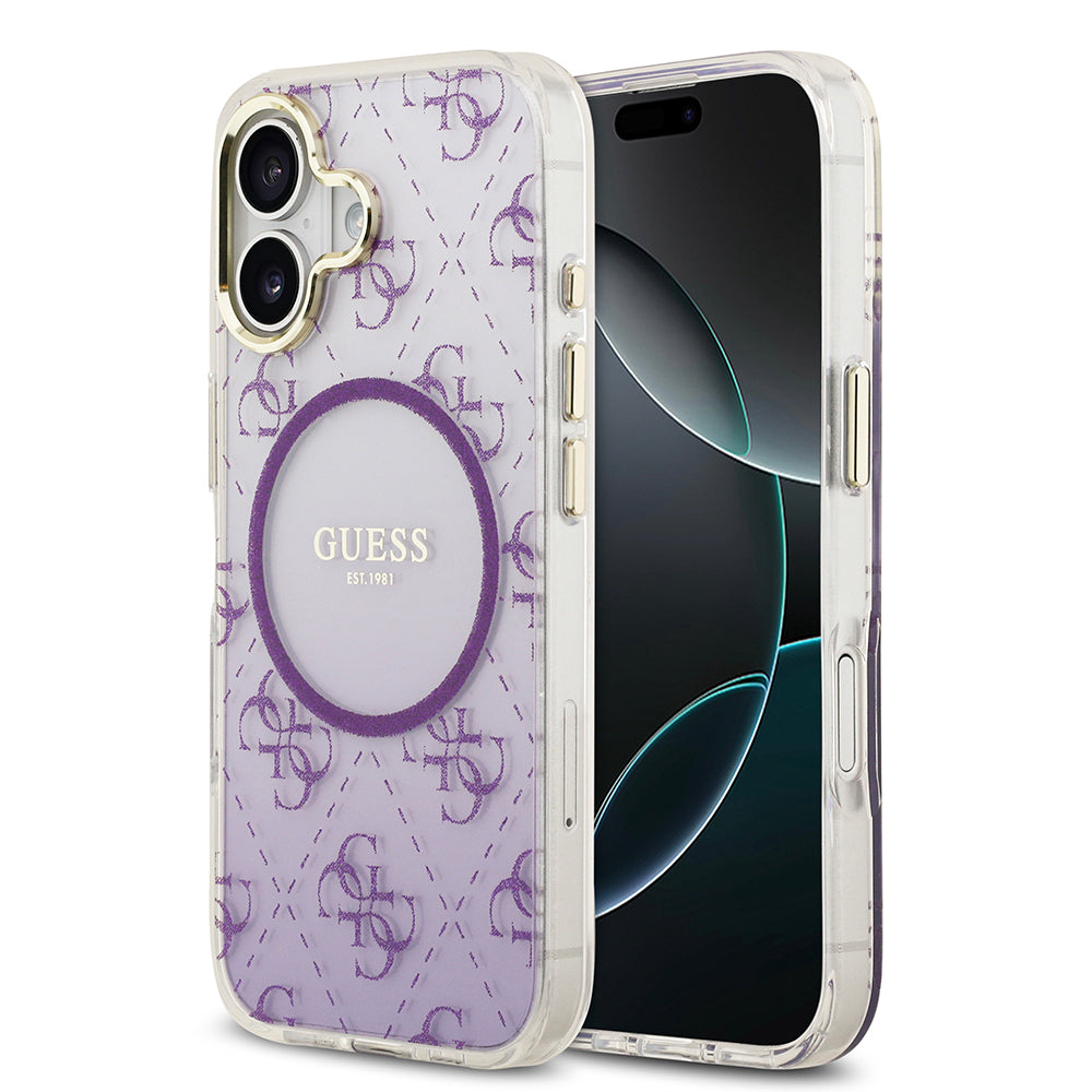 Guess iPhone 17 Orjinal Lisanslı M-safe Şarj Özellikli 4G Desenli Simli Silikon Kılıf