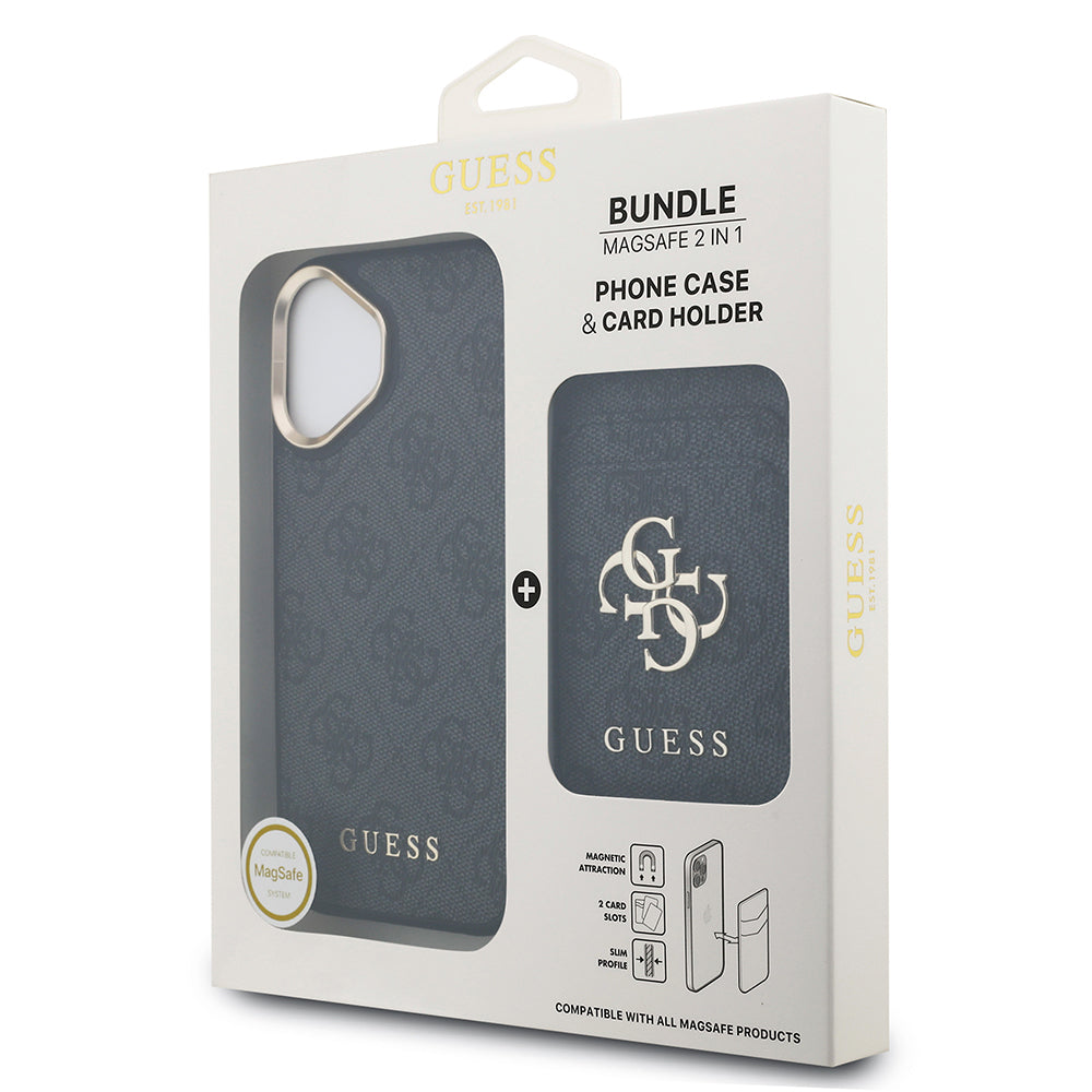 Guess iPhone 17 Orjinal Lisanslı M-safe Şarj Özellikli 4G Metal Büyük Logolu Kartlıklı Kılıf