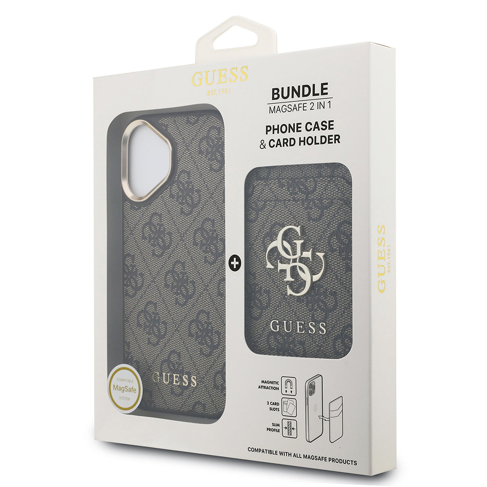 Guess iPhone 17 Orjinal Lisanslı M-safe Şarj Özellikli 4G Metal Büyük Logolu Kartlıklı Kılıf