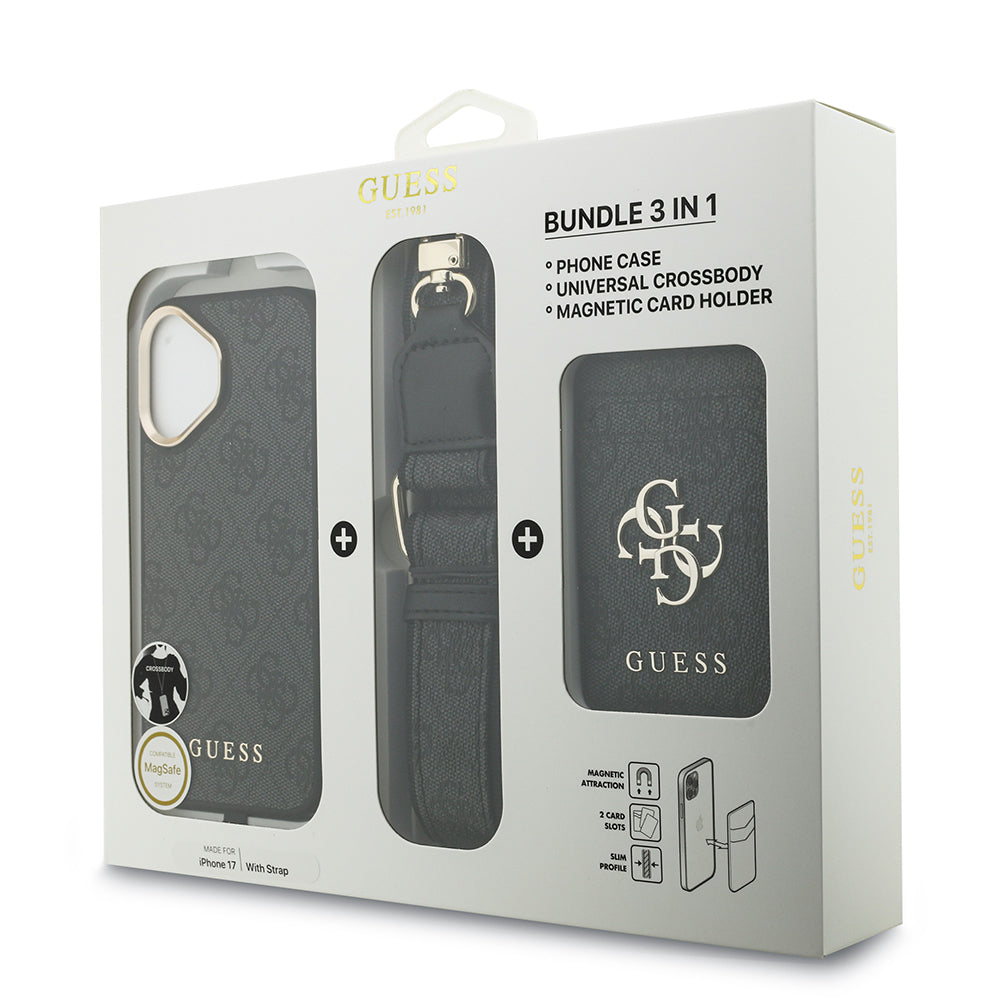 Guess iPhone 17 Orjinal Lisanslı M-safe Şarj Özellikli Askılı ve 4G Logo Kartlıklı Kılıf