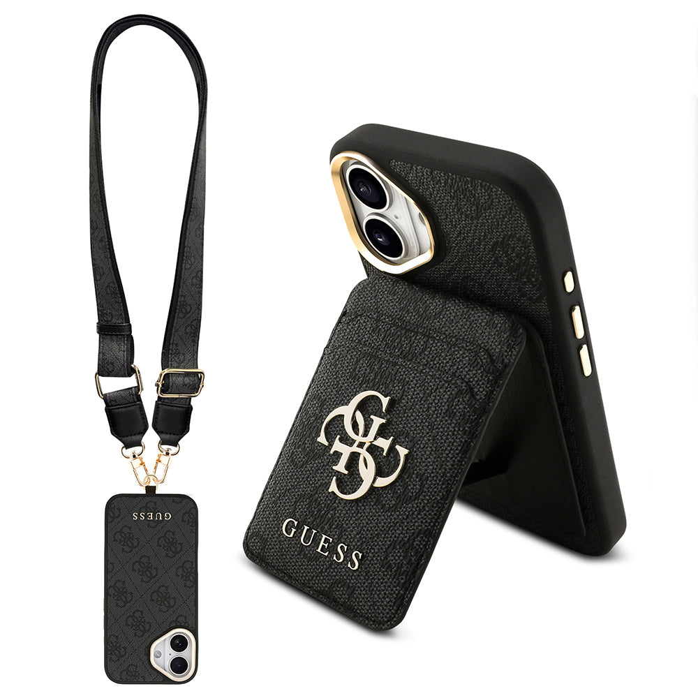 Guess iPhone 17 Orjinal Lisanslı M-safe Şarj Özellikli Askılı ve 4G Logo Kartlıklı Kılıf