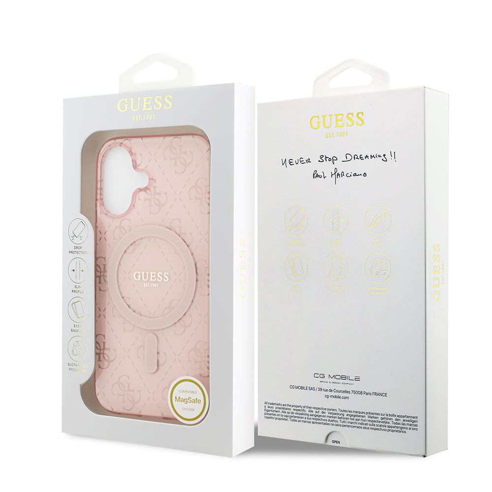 Guess iPhone 17 Orjinal Lisanslı M-safe Şarj Özellikli IML Baskılı Klasik Logolu 4G Desenli Kılıf