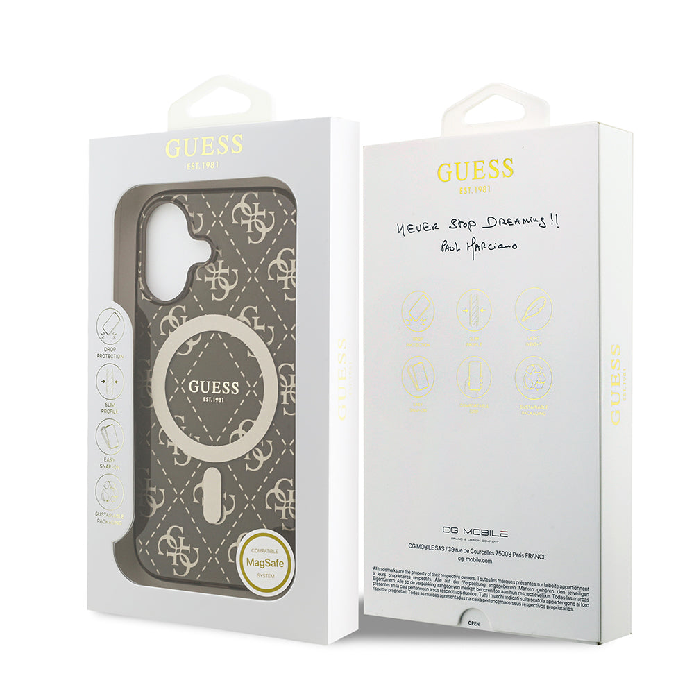 Guess iPhone 17 Orjinal Lisanslı M-safe Şarj Özellikli IML Baskılı Klasik Logolu 4G Desenli Kılıf