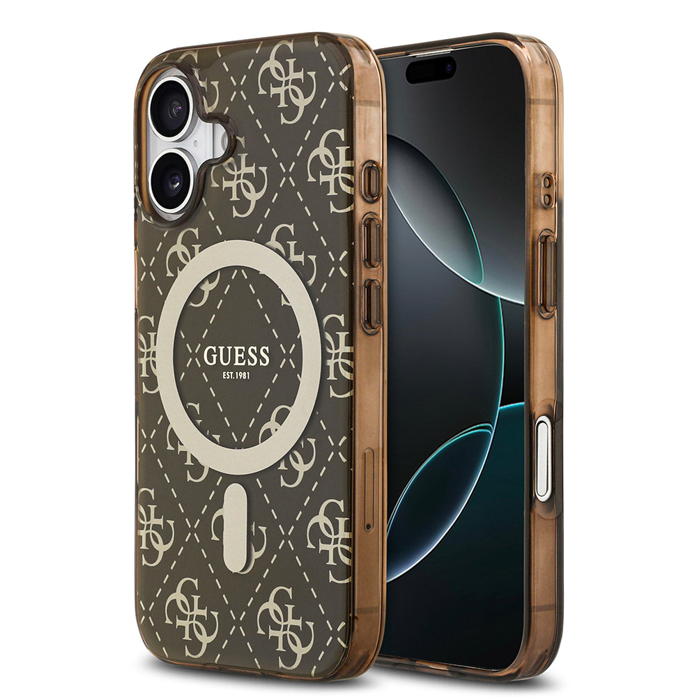 Guess iPhone 17 Orjinal Lisanslı M-safe Şarj Özellikli IML Baskılı Klasik Logolu 4G Desenli Kılıf
