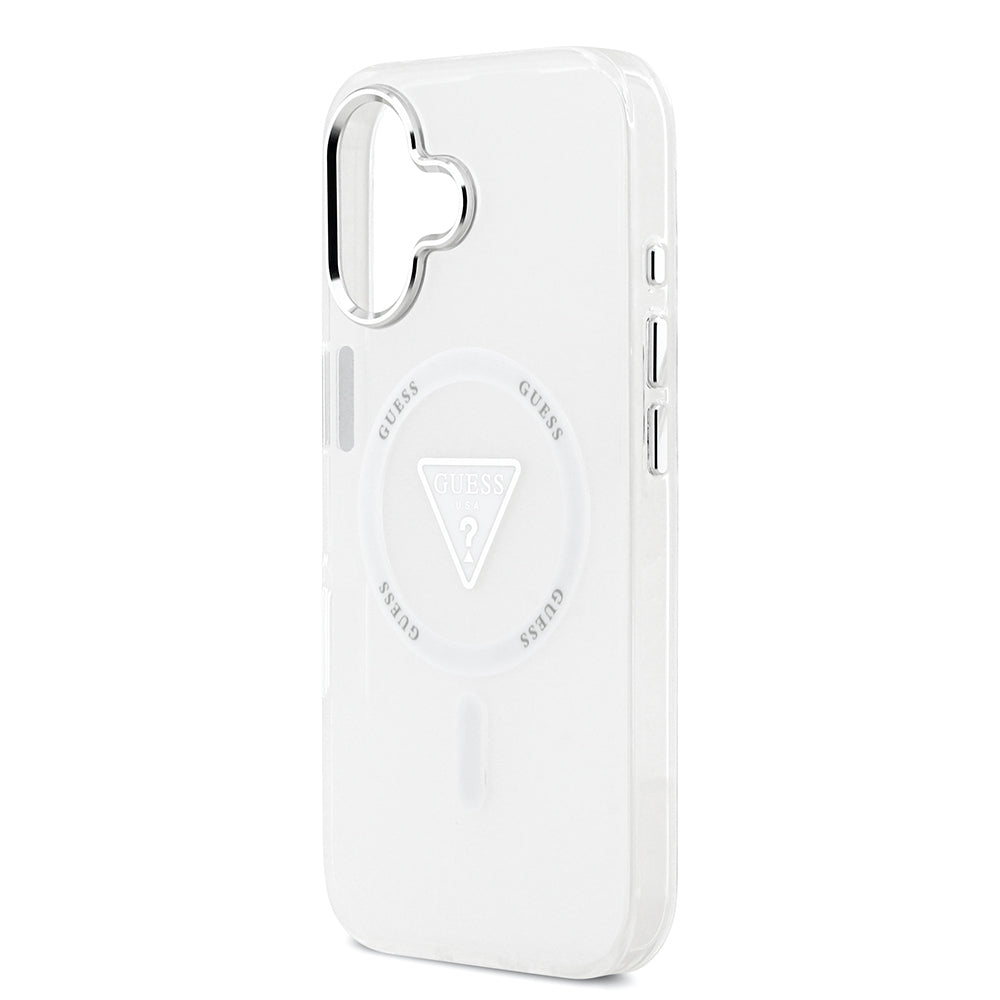 Guess iPhone 17 Orjinal Lisanslı M-safe Şarj Özellikli IML Baskılı Üçgen Logolu Metal Kamera Çerçeveli Kılıf