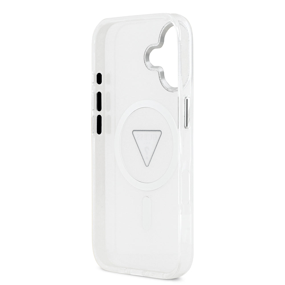 Guess iPhone 17 Orjinal Lisanslı M-safe Şarj Özellikli IML Baskılı Üçgen Logolu Metal Kamera Çerçeveli Kılıf