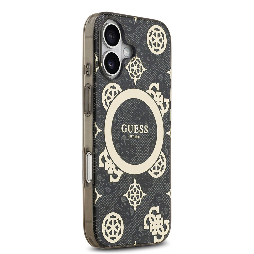 Guess iPhone 17 Orjinal Lisanslı M-safe Şarj Özellikli IML Peony ve 4G Desenli Klasik Logolu Kılıf