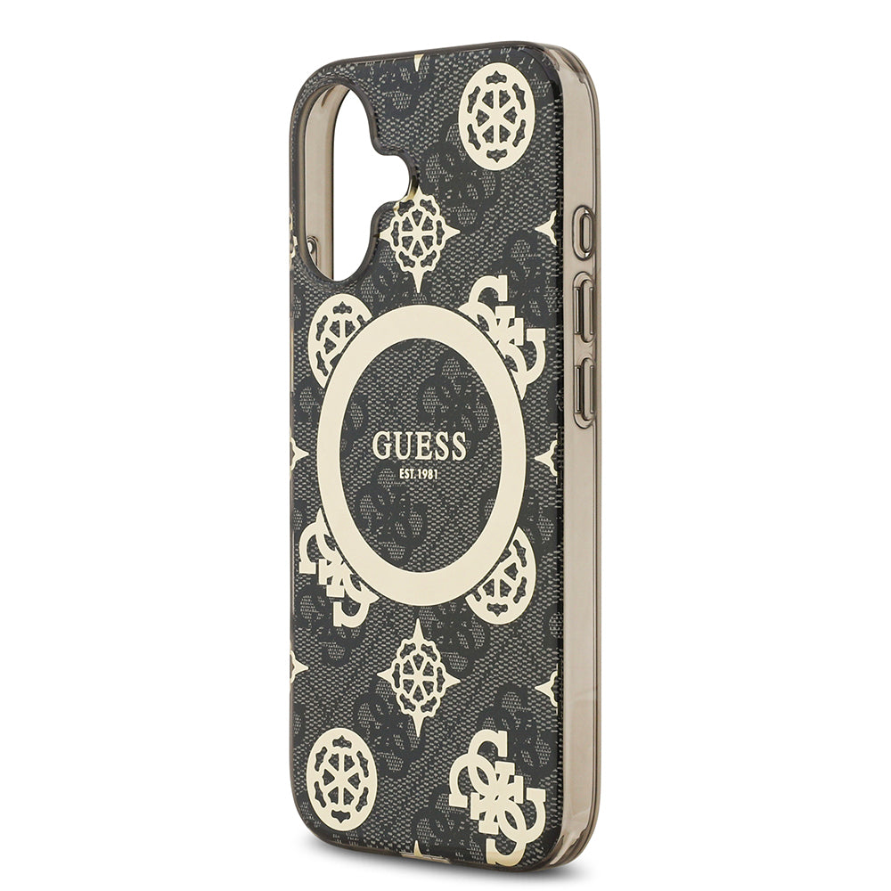 Guess iPhone 17 Orjinal Lisanslı M-safe Şarj Özellikli IML Peony ve 4G Desenli Klasik Logolu Kılıf