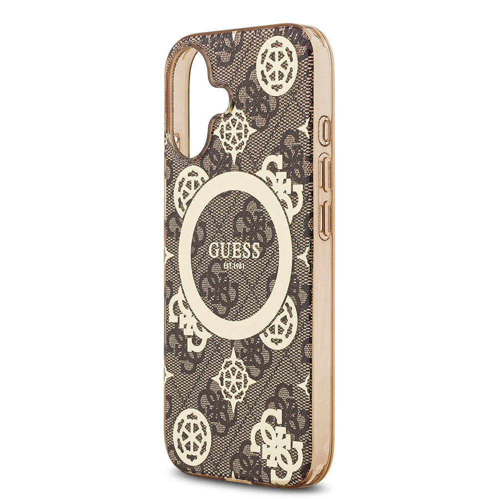 Guess iPhone 17 Orjinal Lisanslı M-safe Şarj Özellikli IML Peony ve 4G Desenli Klasik Logolu Kılıf
