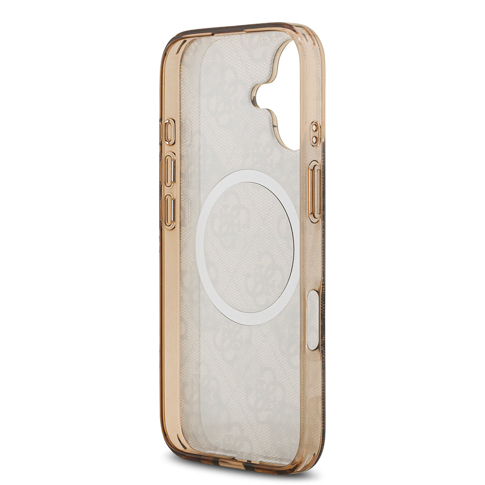 Guess iPhone 17 Orjinal Lisanslı M-safe Şarj Özellikli IML Peony ve 4G Desenli Klasik Logolu Kılıf