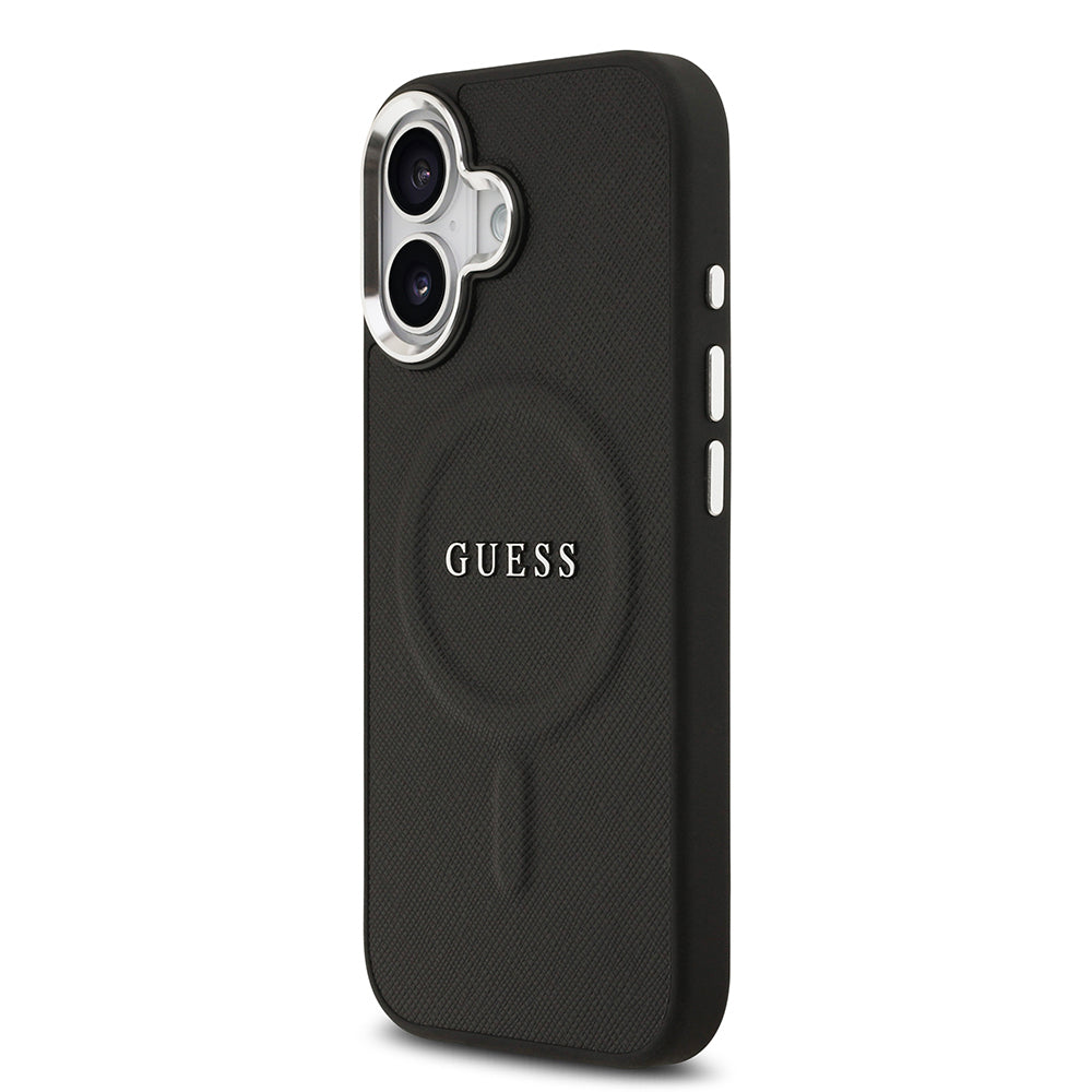 Guess iPhone 17 Orjinal Lisanslı M-safe Şarj Özellikli Klasik Yazı Logolu PU Deri Kılıf