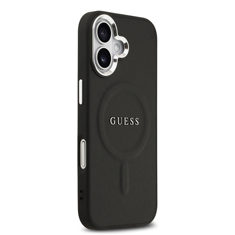 Guess iPhone 17 Orjinal Lisanslı M-safe Şarj Özellikli Klasik Yazı Logolu PU Deri Kılıf