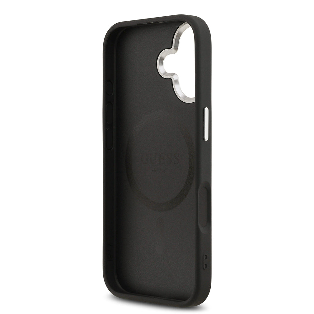 Guess iPhone 17 Orjinal Lisanslı M-safe Şarj Özellikli Klasik Yazı Logolu PU Deri Kılıf