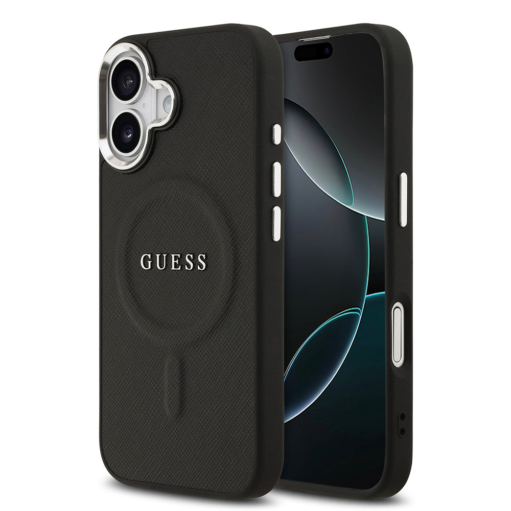 Guess iPhone 17 Orjinal Lisanslı M-safe Şarj Özellikli Klasik Yazı Logolu PU Deri Kılıf