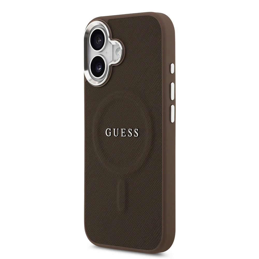 Guess iPhone 17 Orjinal Lisanslı M-safe Şarj Özellikli Klasik Yazı Logolu PU Deri Kılıf
