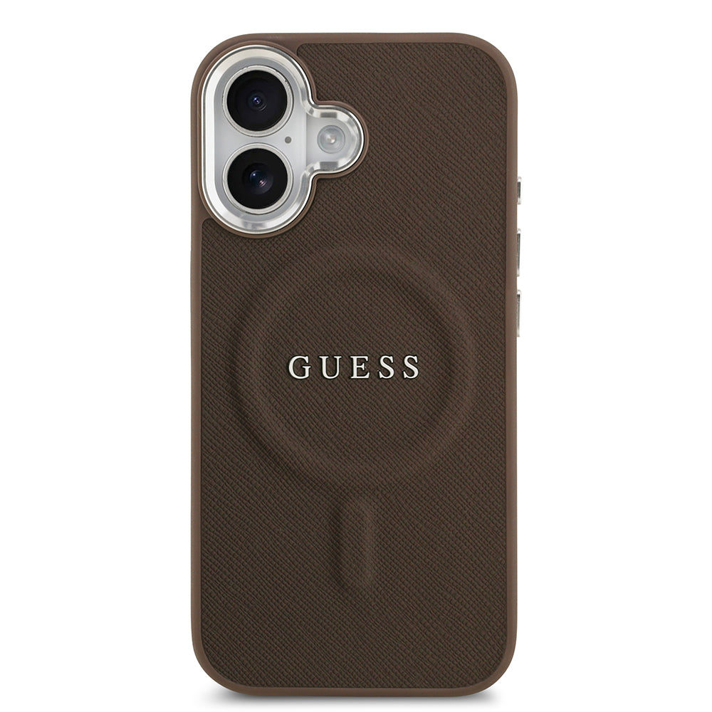 Guess iPhone 17 Orjinal Lisanslı M-safe Şarj Özellikli Klasik Yazı Logolu PU Deri Kılıf