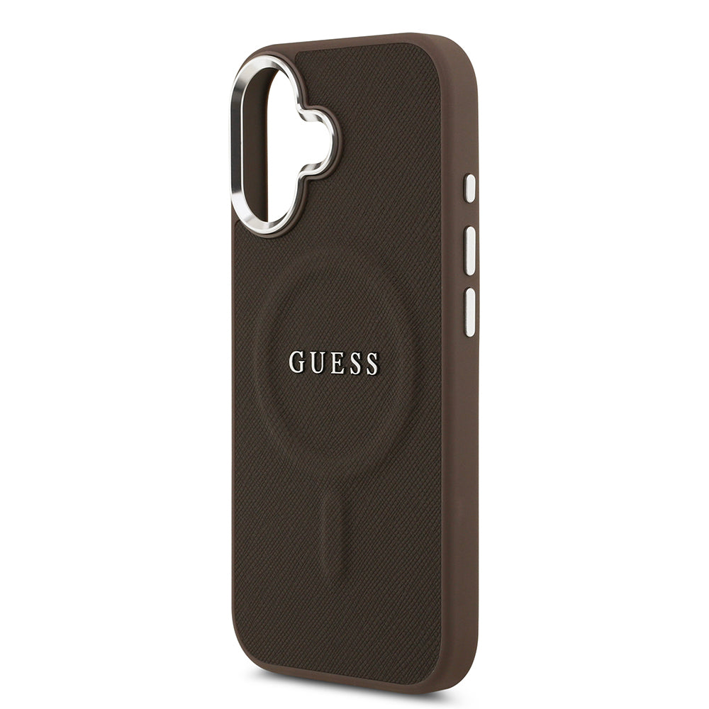 Guess iPhone 17 Orjinal Lisanslı M-safe Şarj Özellikli Klasik Yazı Logolu PU Deri Kılıf