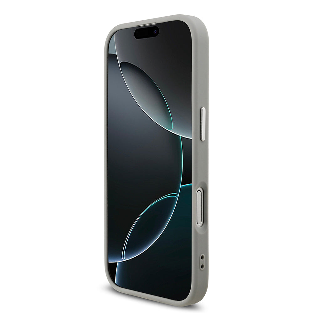 Guess iPhone 17 Orjinal Lisanslı M-safe Şarj Özellikli Metal Kamera Çerçeveli Üçgen Logolu Glitter Kılıf