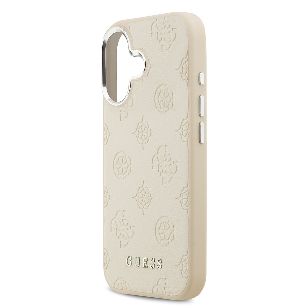 Guess iPhone 17 Orjinal Lisanslı M-safe Şarj Özellikli Sıcak Baskılı Klasik Yazı Logolu PU Deri Peony Kılıf