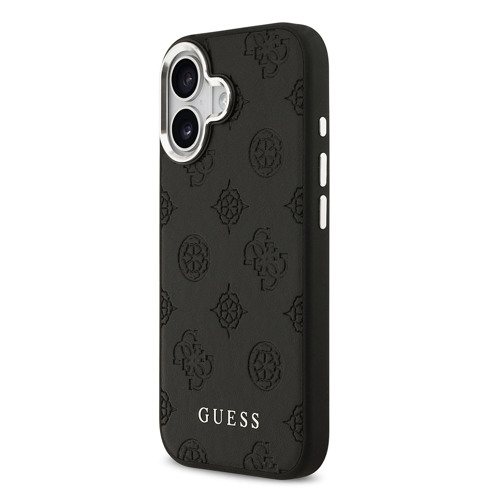 Guess iPhone 17 Orjinal Lisanslı M-safe Şarj Özellikli Sıcak Baskılı Klasik Yazı Logolu PU Deri Peony Kılıf