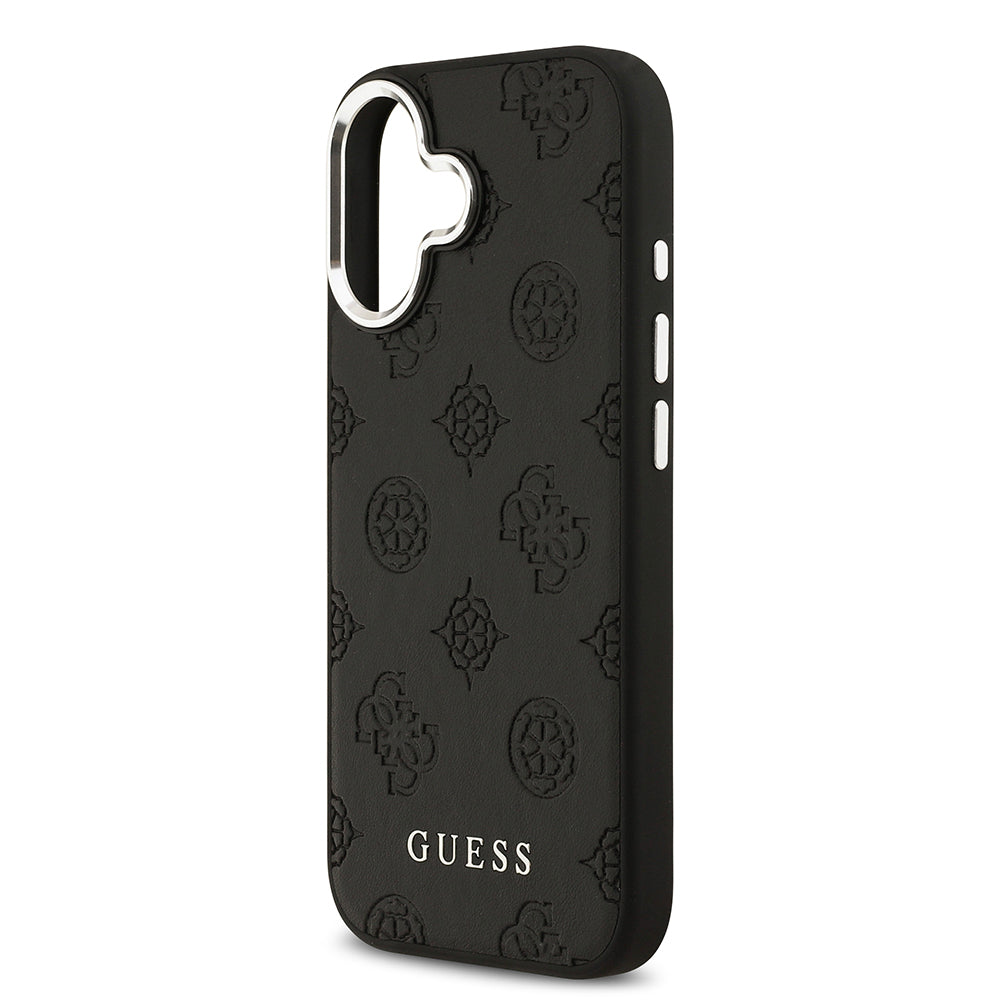 Guess iPhone 17 Orjinal Lisanslı M-safe Şarj Özellikli Sıcak Baskılı Klasik Yazı Logolu PU Deri Peony Kılıf