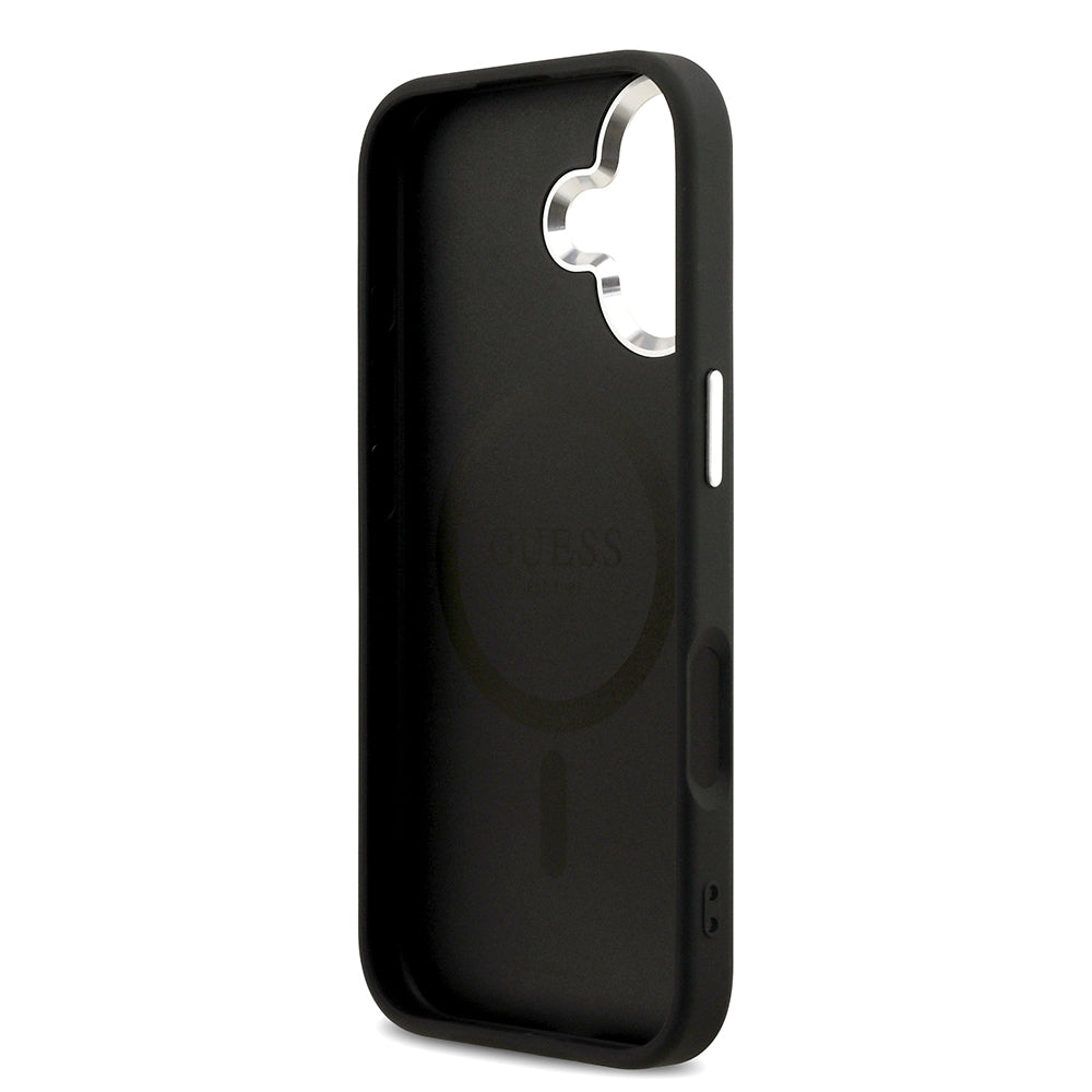 Guess iPhone 17 Orjinal Lisanslı M-safe Şarj Özellikli Sıcak Baskılı Klasik Yazı Logolu PU Deri Peony Kılıf