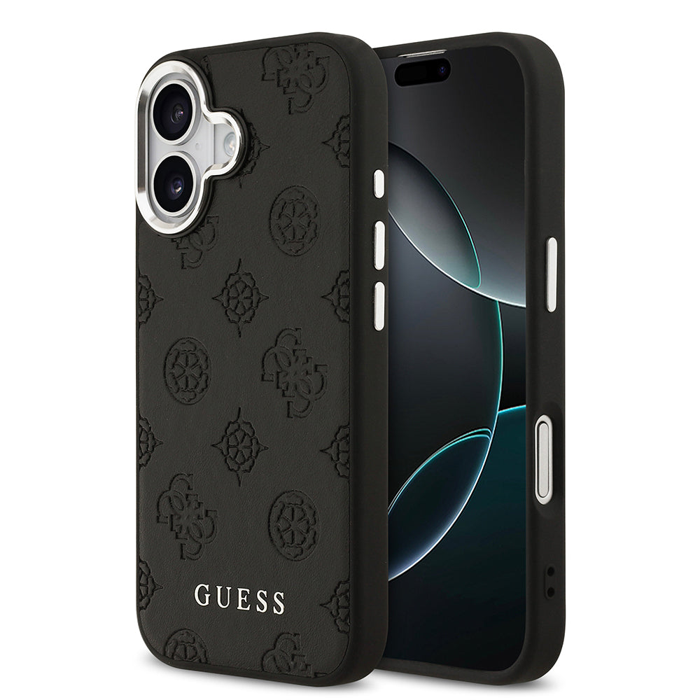 Guess iPhone 17 Orjinal Lisanslı M-safe Şarj Özellikli Sıcak Baskılı Klasik Yazı Logolu PU Deri Peony Kılıf