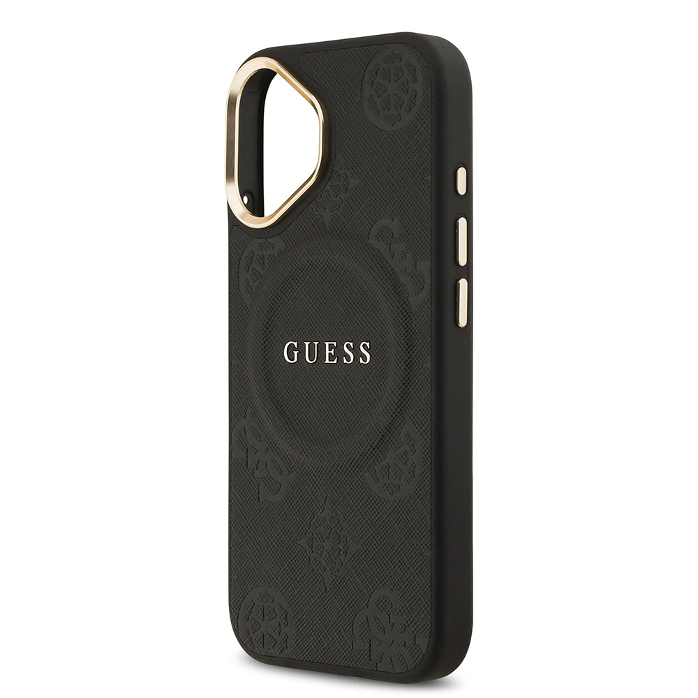 Guess iPhone 17 Orjinal Lisanslı M-safe Şarj Özellikli Sıcak Baskılı Yazı Logolu PU Deri Peony Kılıf