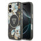 Guess iPhone 17 Orjinal Lisanslı M-safe Şarj Özellikli Simli Çiçek Desenli Metal Kamera Çerçeveli Üçgen Logolu Kılıf