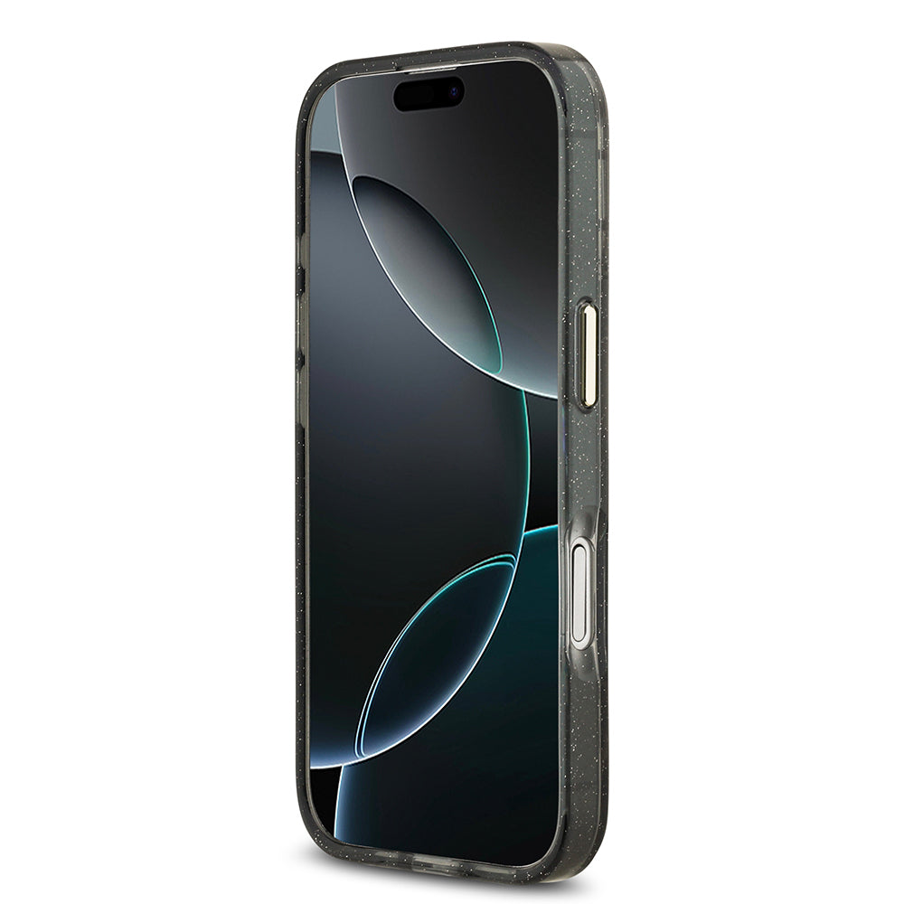 Guess iPhone 17 Orjinal Lisanslı M-safe Şarj Özellikli Simli Çiçek Desenli Metal Kamera Çerçeveli Üçgen Logolu Kılıf