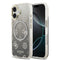 Guess iPhone 17 Orjinal Lisanslı M-safe Şarj Özellikli Simli Peony Desenli Silikon Kılıf