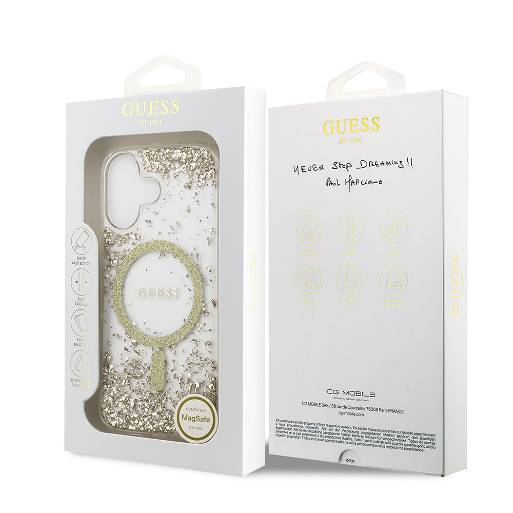 Guess iPhone 17 Orjinal Lisanslı M-safe Şarj Özellikli Transparan Resin Bottom Kılıf