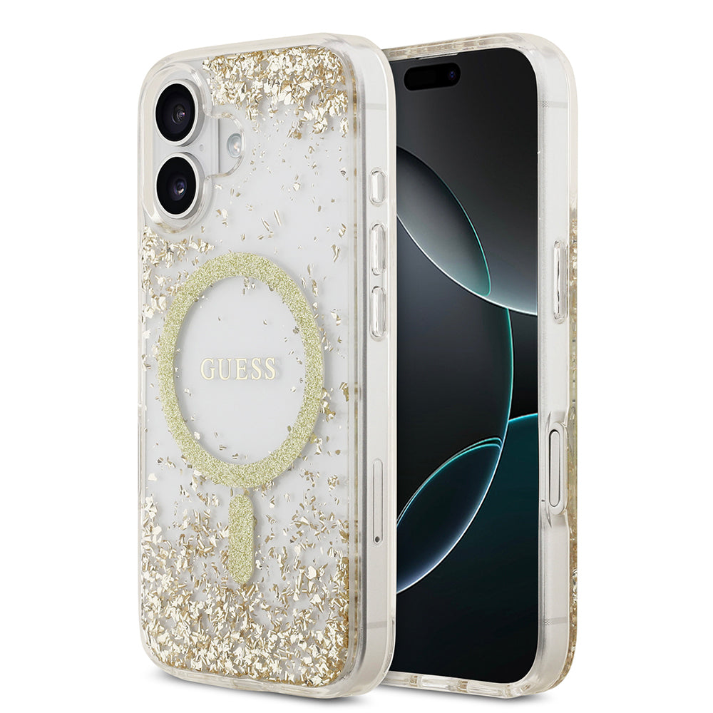 Guess iPhone 17 Orjinal Lisanslı M-safe Şarj Özellikli Transparan Resin Bottom Kılıf