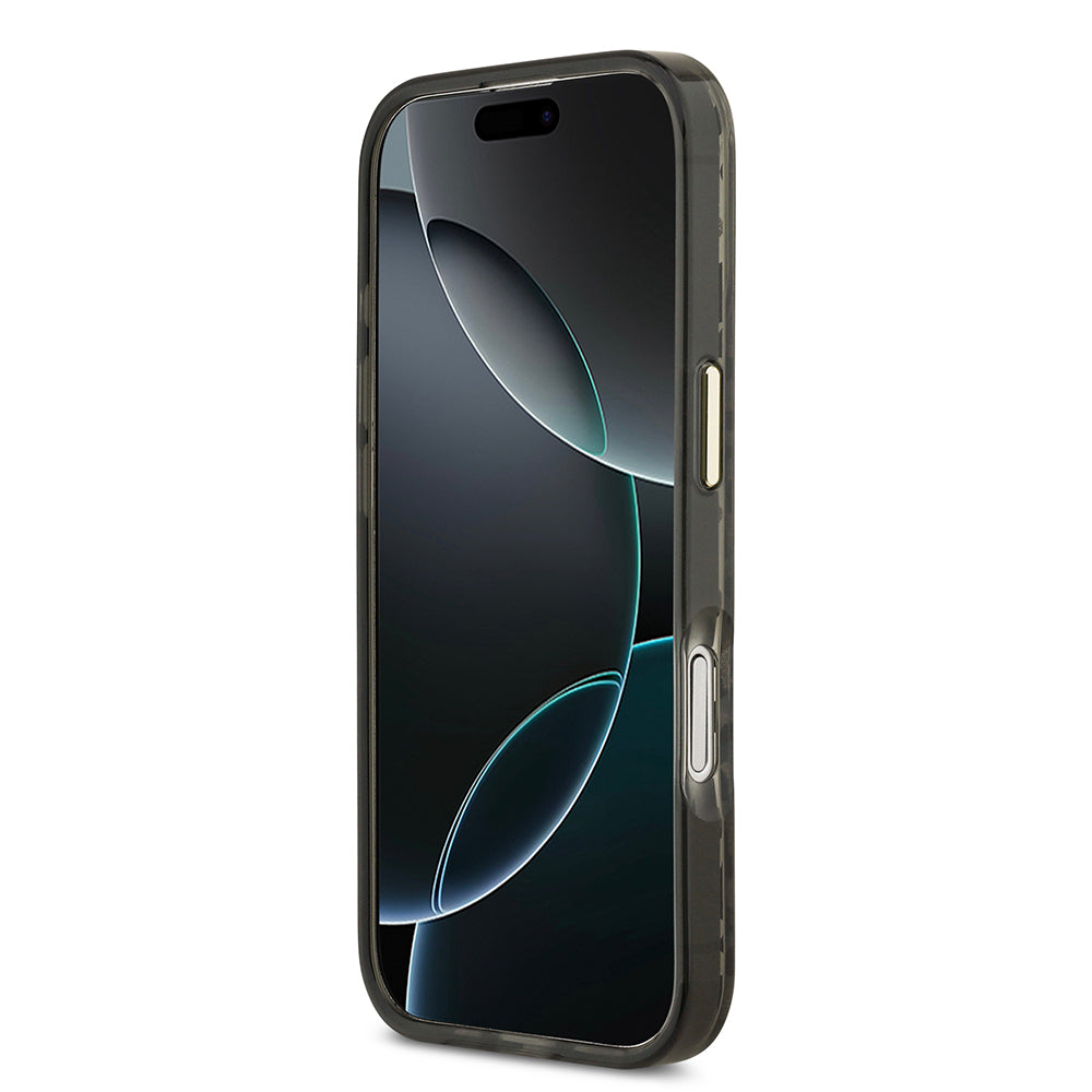 Guess iPhone 17 Orjinal Lisanslı M-safe Şarj Özellikli Üçgen Logolu Simli Leopar Desenli Kılıf