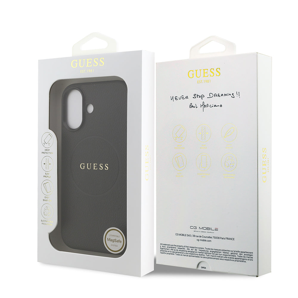 Guess iPhone 17 Orjinal Lisanslı M-safe Şarj Özellikli Yazı Logolu PU Deri Kılıf