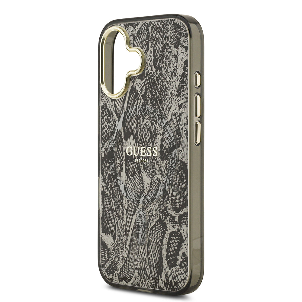 Guess iPhone 17 Orjinal Lisanslı M-safe Şarj Özellikli Yazı Logolu Python Desenli Kılıf