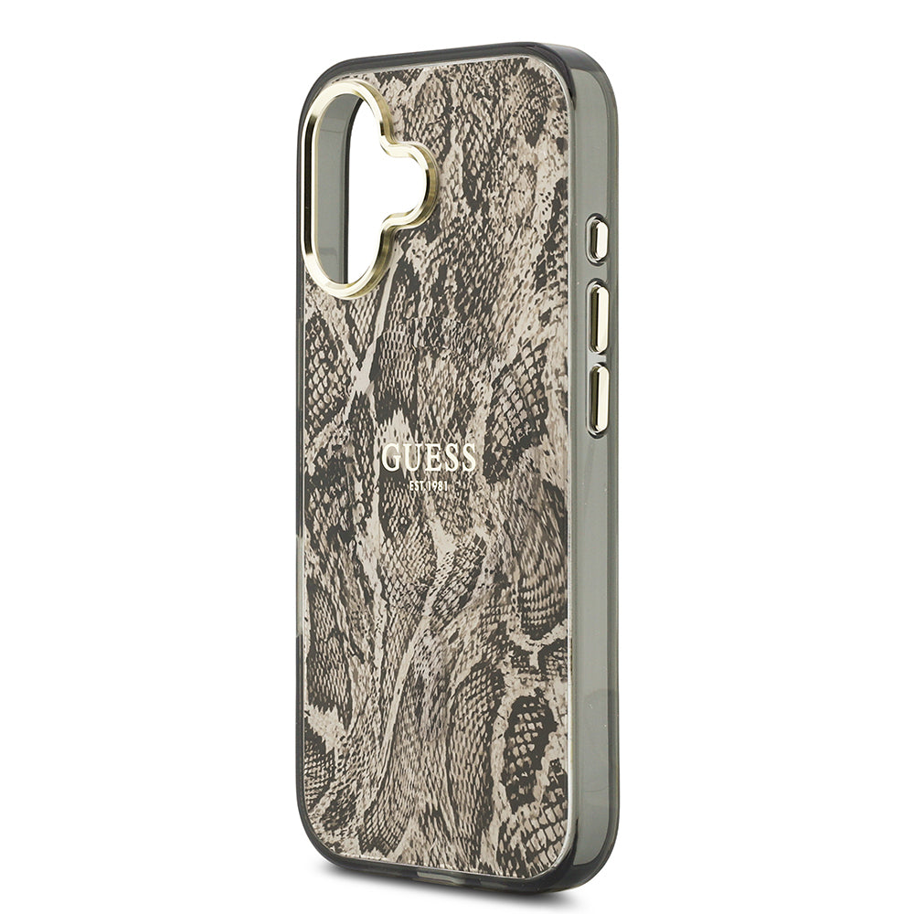 Guess iPhone 17 Orjinal Lisanslı M-safe Şarj Özellikli Yazı Logolu Python Desenli Kılıf