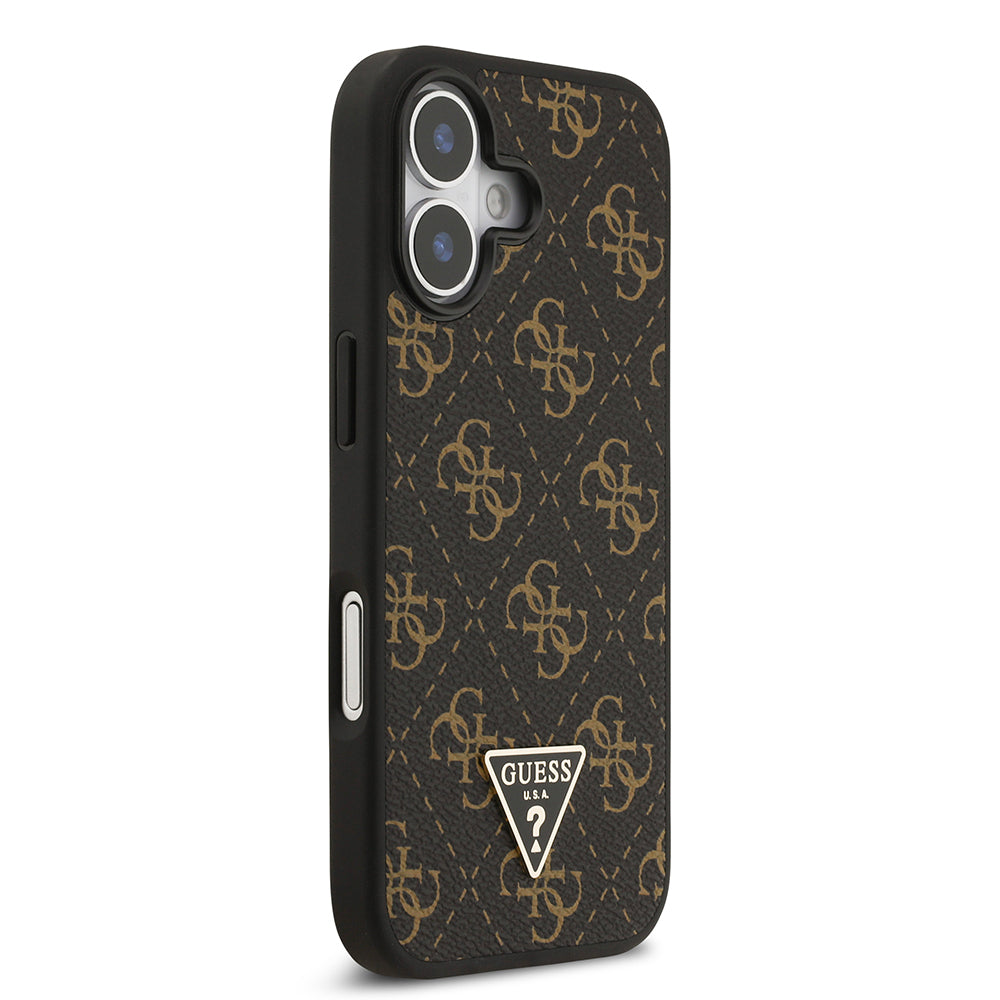 Guess iPhone 17 Orjinal Lisanslı PU Deri 4G Desenli Üçgen Logolu Kılıf