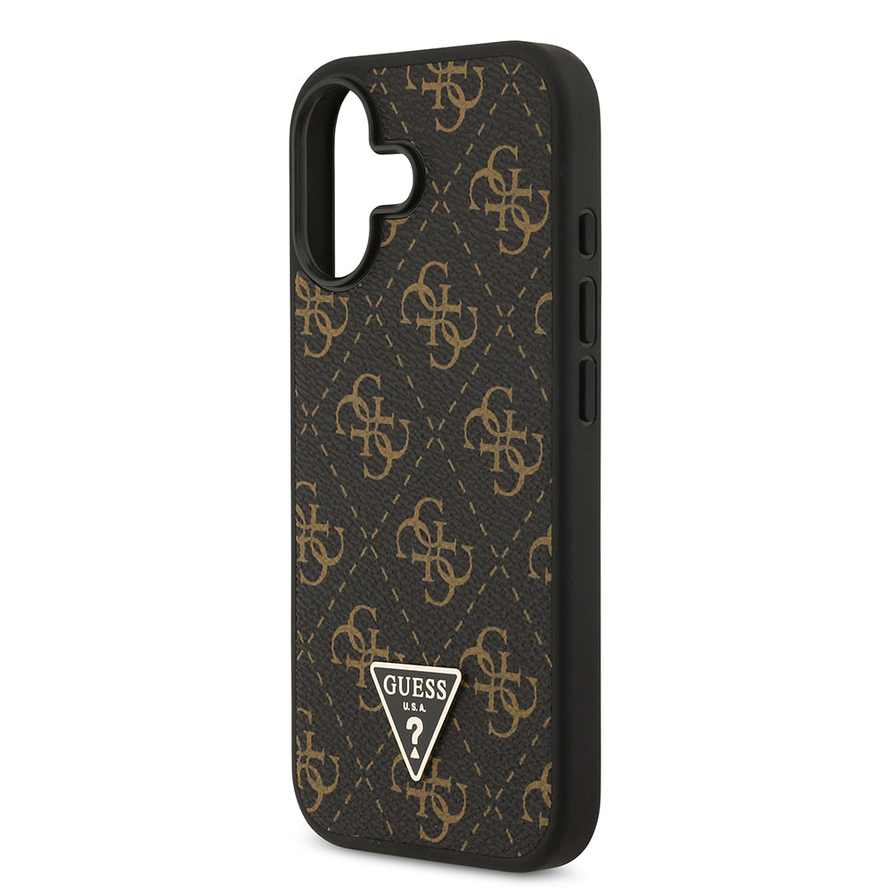 Guess iPhone 17 Orjinal Lisanslı PU Deri 4G Desenli Üçgen Logolu Kılıf