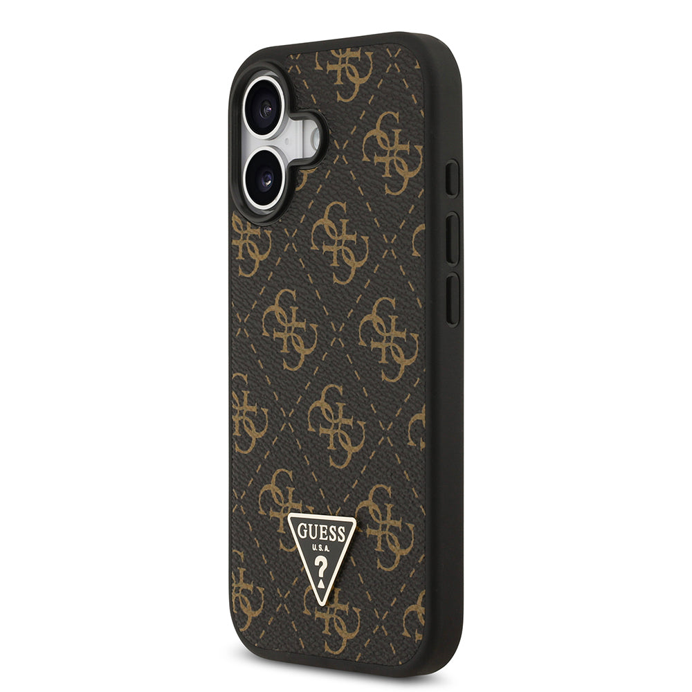 Guess iPhone 17 Orjinal Lisanslı PU Deri 4G Desenli Üçgen Logolu Kılıf