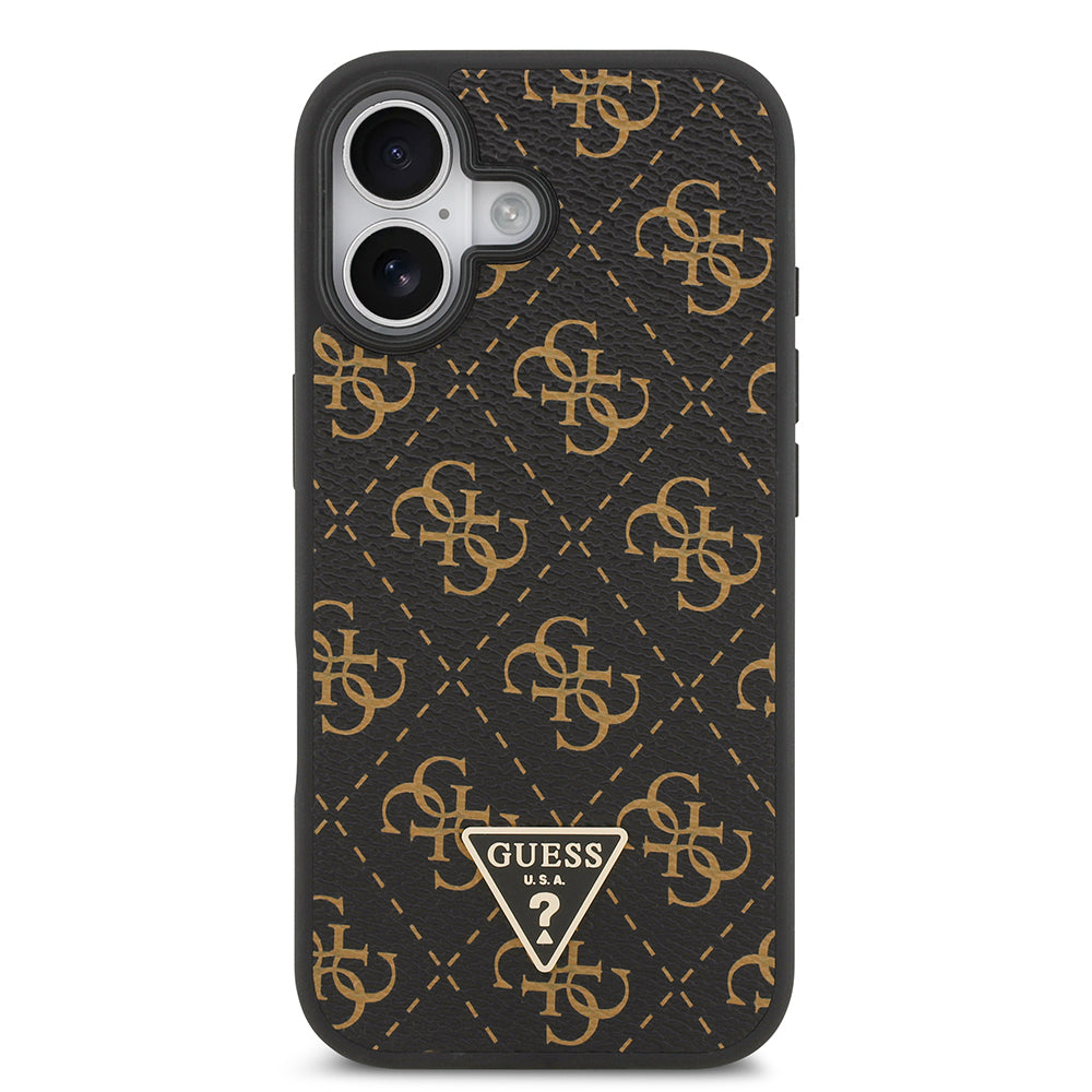 Guess iPhone 17 Orjinal Lisanslı PU Deri 4G Desenli Üçgen Logolu Kılıf