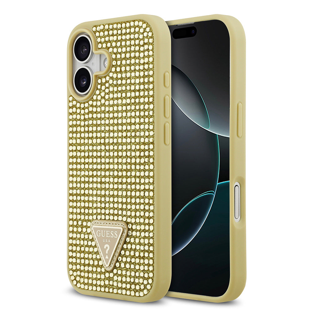Guess iPhone 17 Orjinal Lisanslı Taşlı Arka Yüzey Üçgen Logolu Telefon Kılıfı