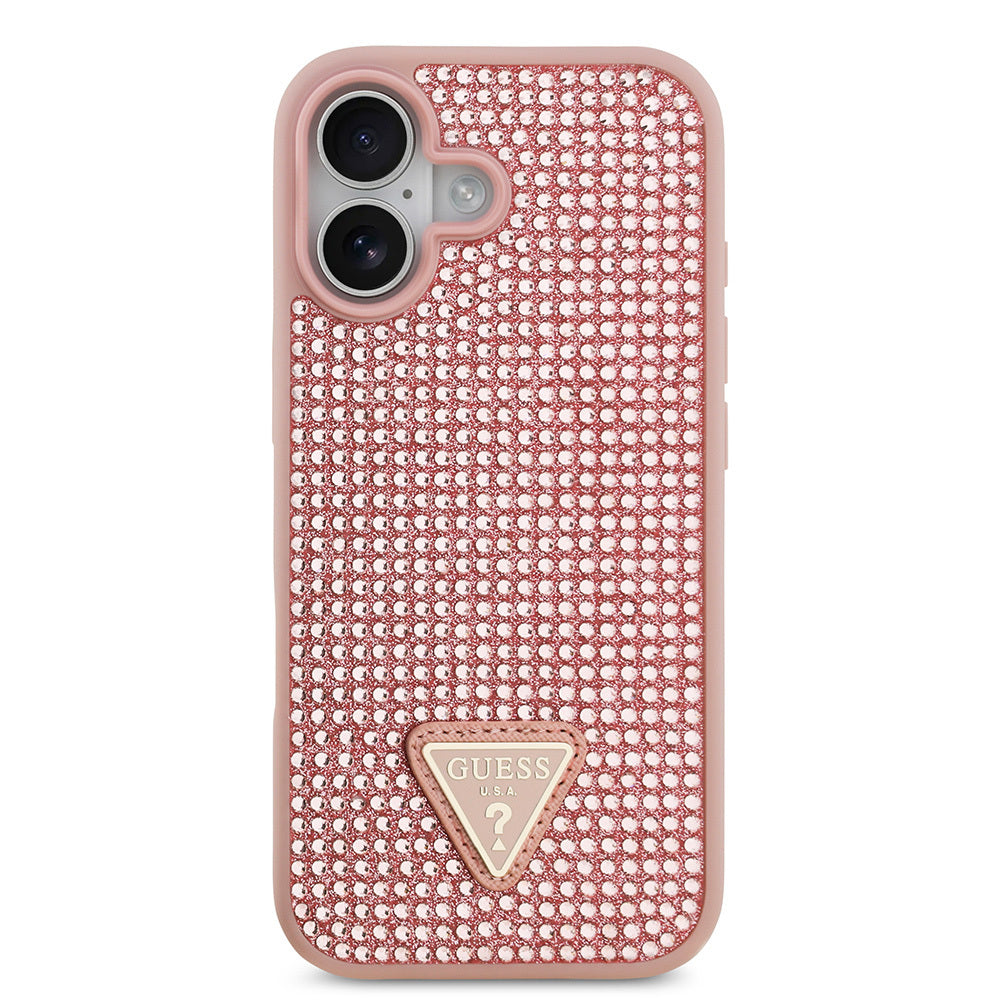 Guess iPhone 17 Orjinal Lisanslı Taşlı Arka Yüzey Üçgen Logolu Telefon Kılıfı