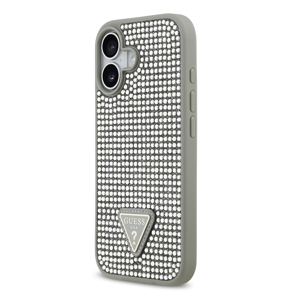 Guess iPhone 17 Orjinal Lisanslı Taşlı Arka Yüzey Üçgen Logolu Telefon Kılıfı
