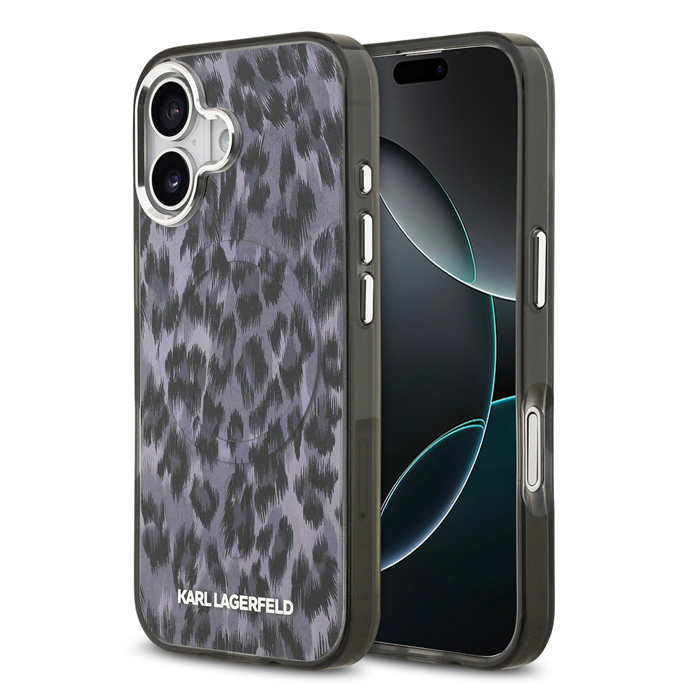 Karl Lagerfeld iPhone 17 Orjinal Lisanslı M-safe Şarj Özellikli IML Leopar Baskılı Kılıf