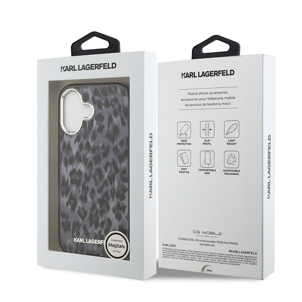 Karl Lagerfeld iPhone 17 Orjinal Lisanslı M-safe Şarj Özellikli IML Leopar Baskılı Kılıf